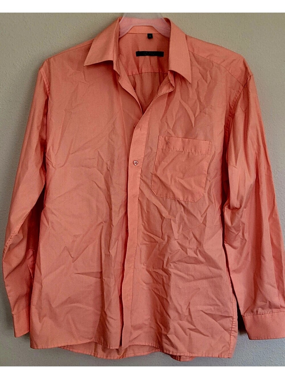 Eterna Comfort Fit Long Sleeve Button Up Shirt Salmon Mens Size 41/16
